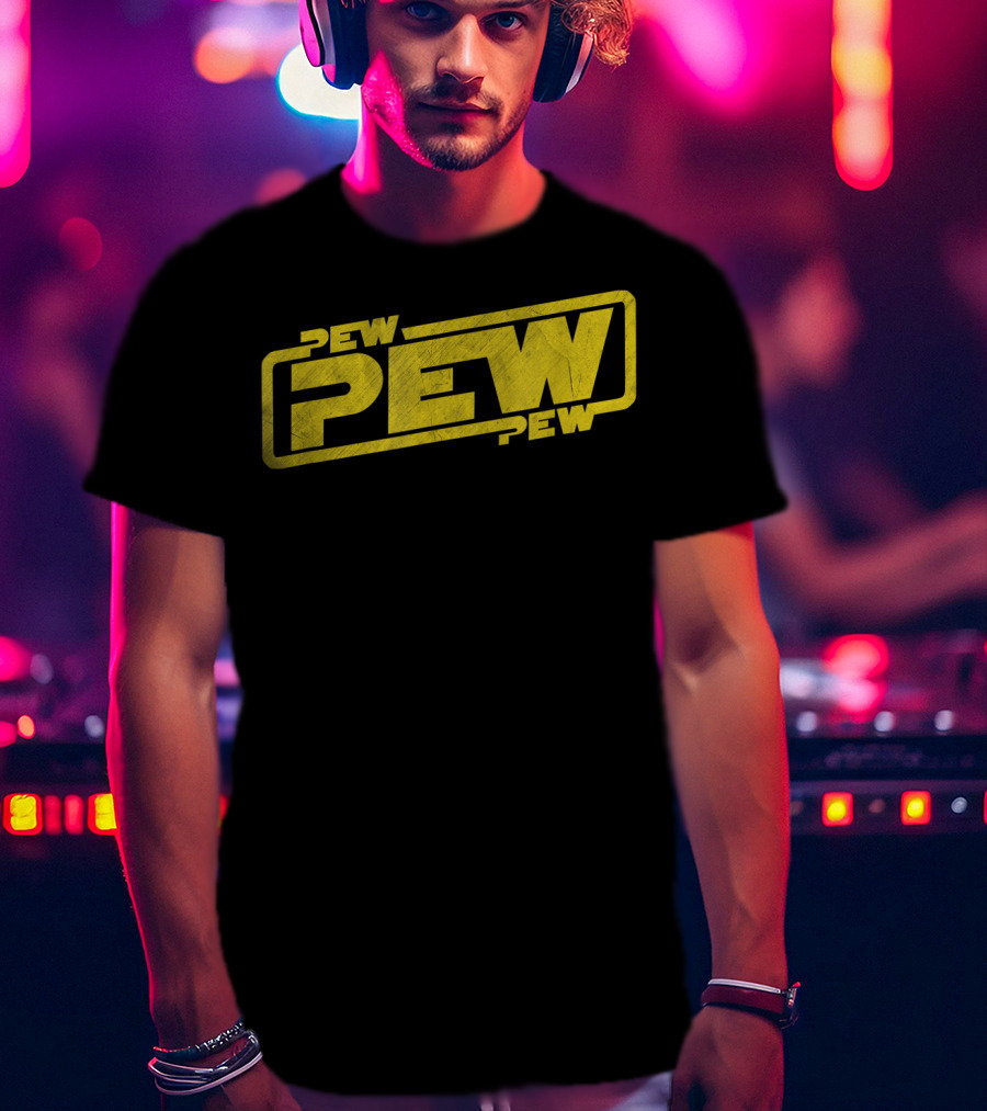 Pew Pew Pew Blockbuster Movie Quote Men Retro T-Shirt