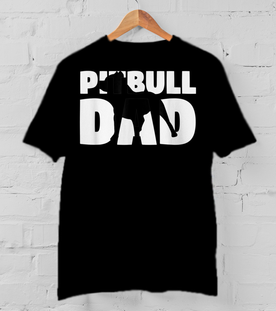 Pitbull Dad Silhouette Dog Father T-Shirt
