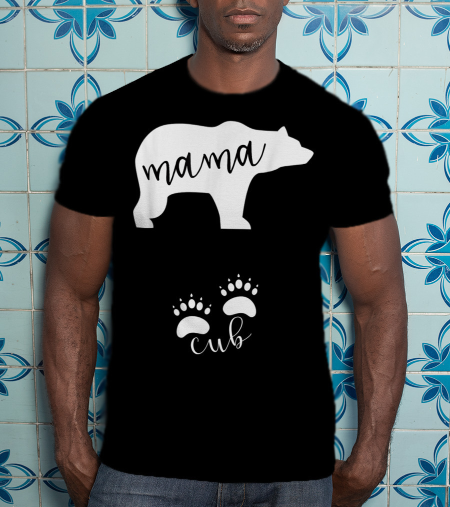Mama Bear Pregnancy Announcement With Cub Paws T-Shirt