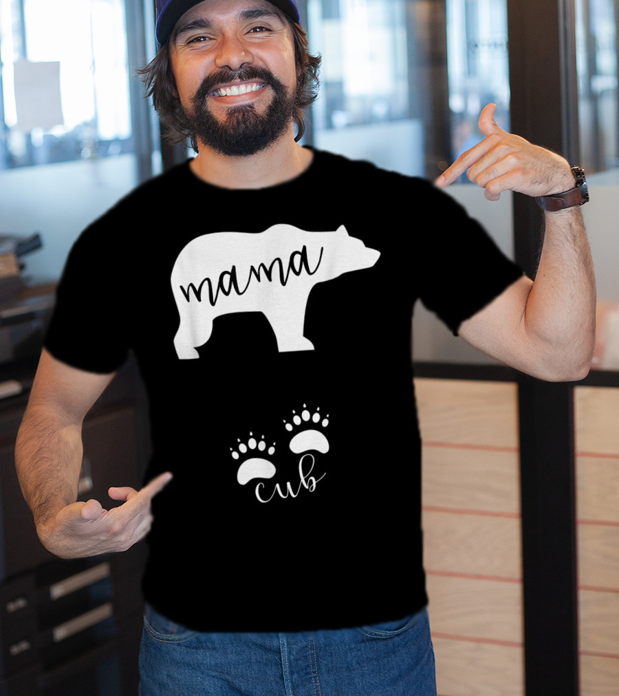 Mama Bear Pregnancy Announcement With Cub Paws T-Shirt