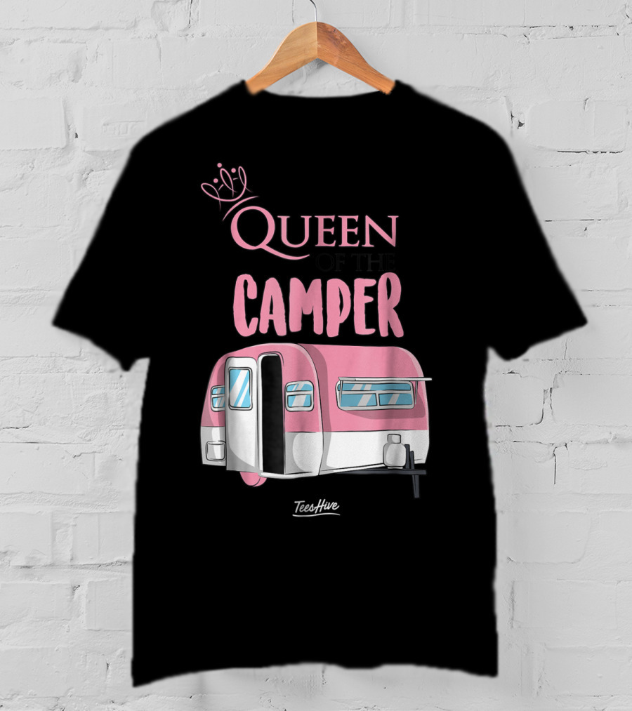 Queen Of The Camper TeesHive Pink Trailer T-Shirt