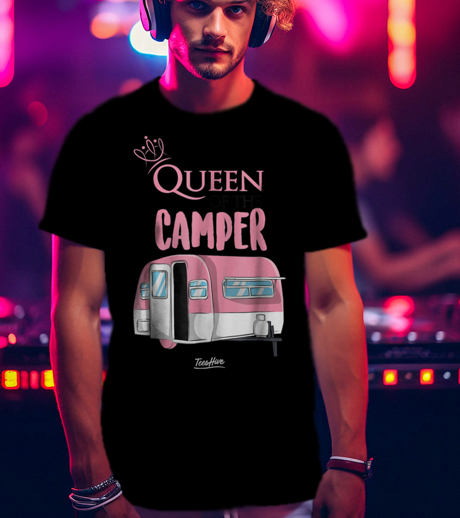 Queen Of The Camper TeesHive Pink Trailer T-Shirt