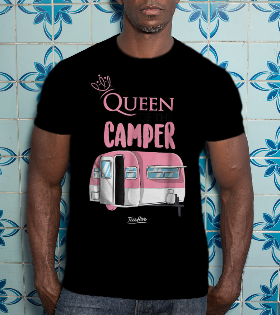 Queen Of The Camper TeesHive Pink Trailer T-Shirt