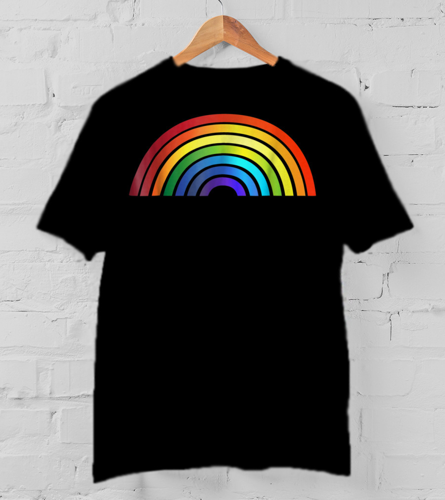 Rainbow Glossy Style Basic Simple Stripe T-Shirt