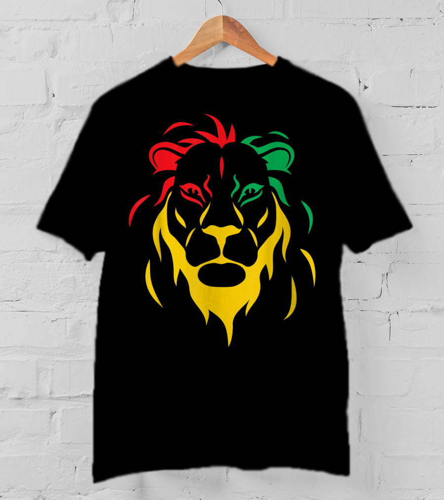 Rastafari Reggae Lion Head In Rasta Colors T-Shirt