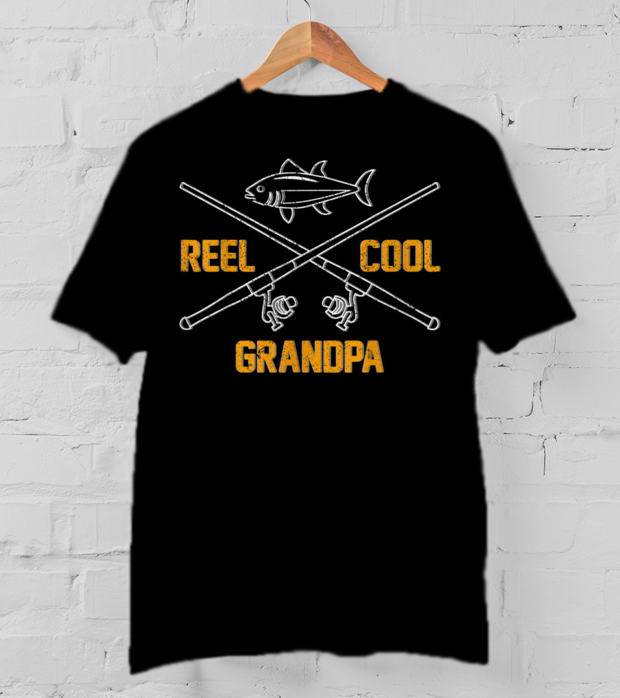 Reel Cool Grandpa Dad Grandpas Funny Fishing T-Shirt
