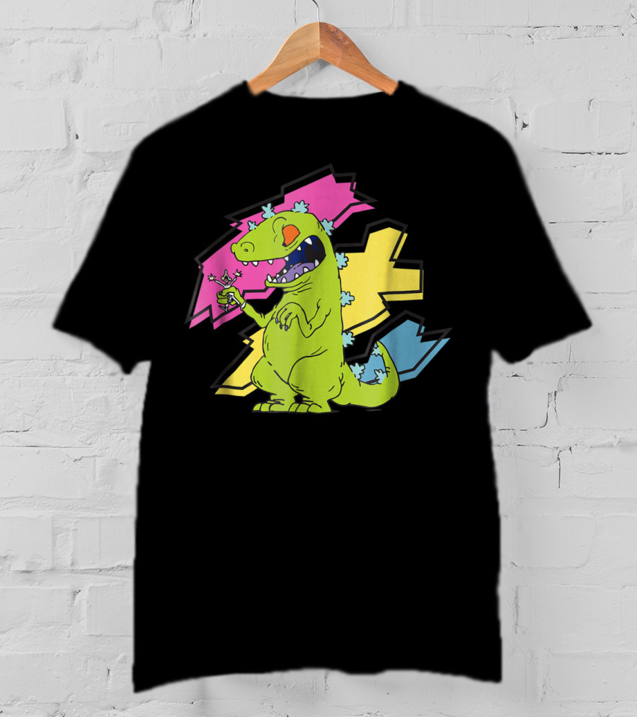 Rugrats Reptar Shreds Colorful Electric Background T-Shirt