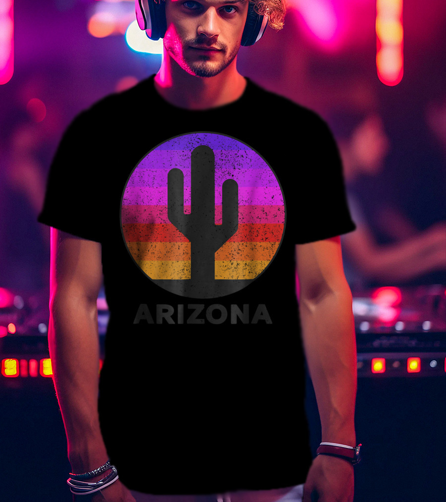 Arizona Saguaro Cactus Vintage Sunset T-Shirt