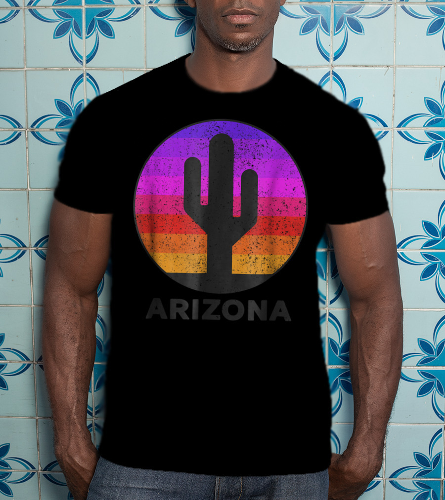 Arizona Saguaro Cactus Vintage Sunset T-Shirt