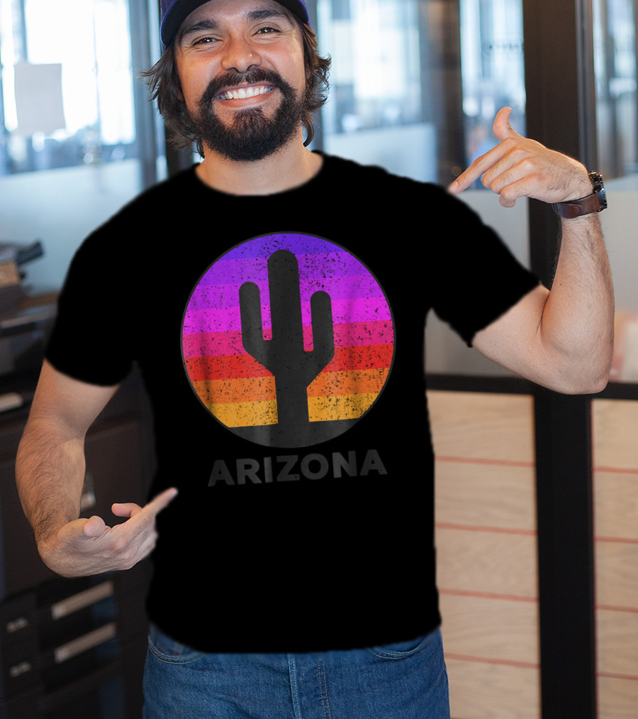 Arizona Saguaro Cactus Vintage Sunset T-Shirt