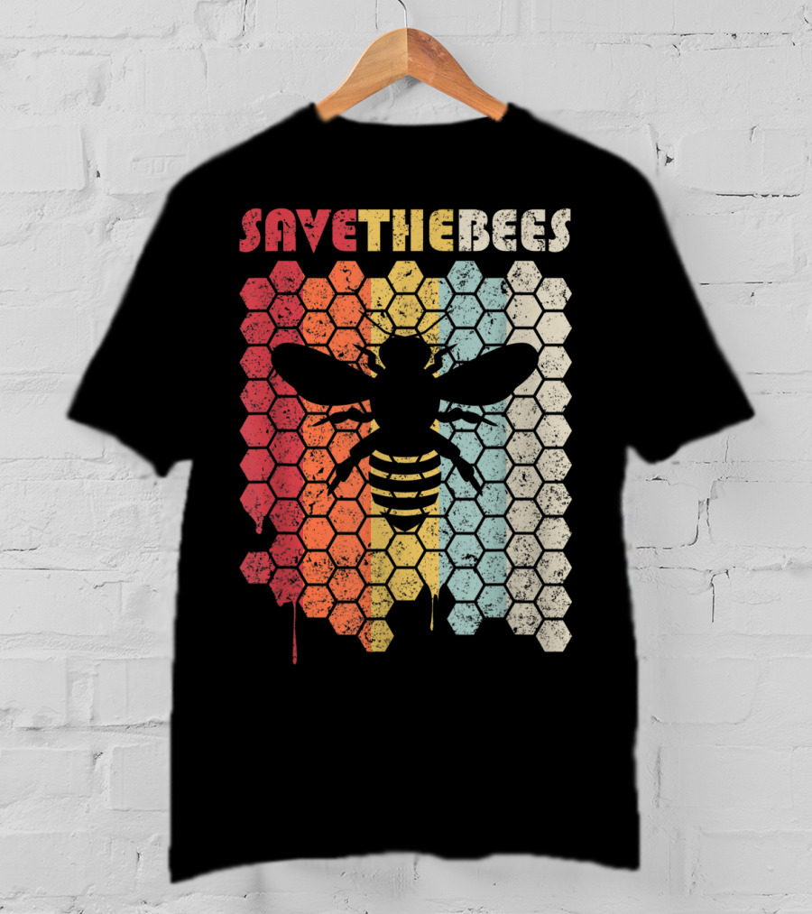 SAVETHEBEES Hexagonal Rainbow T-Shirt