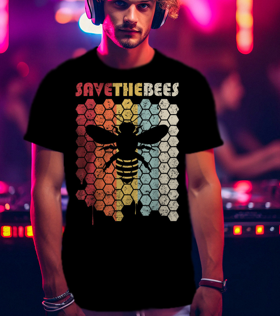SAVETHEBEES Hexagonal Rainbow T-Shirt