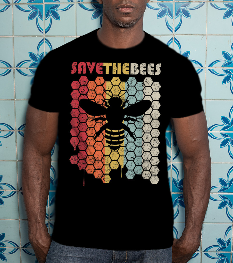 SAVETHEBEES Hexagonal Rainbow T-Shirt
