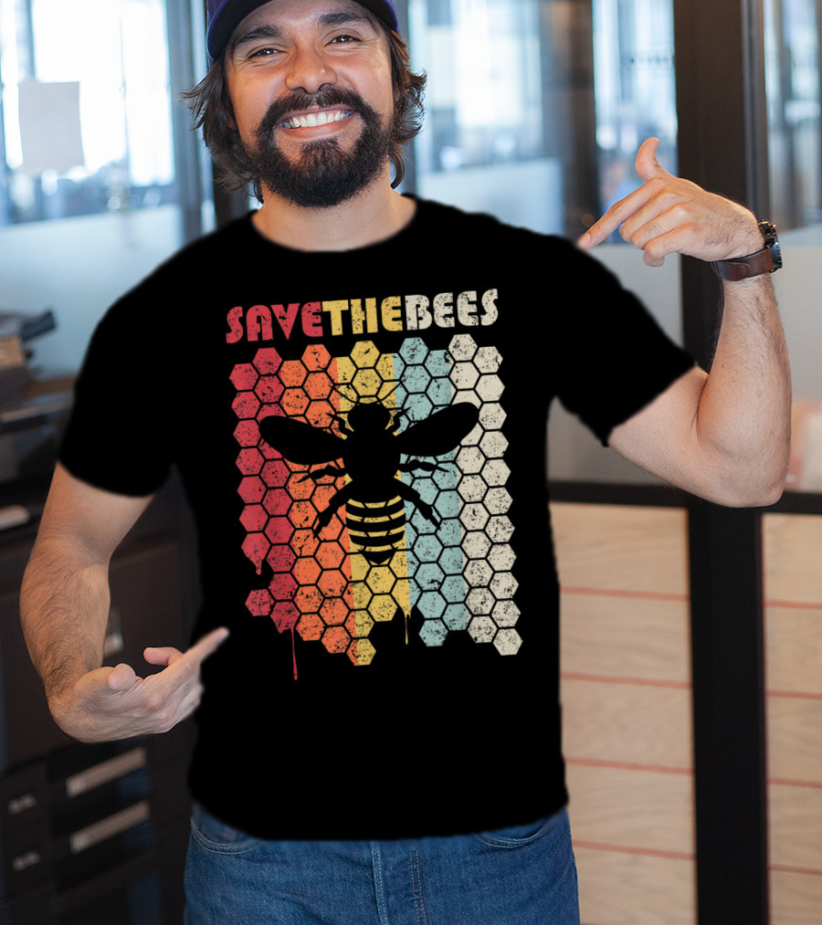 SAVETHEBEES Hexagonal Rainbow T-Shirt