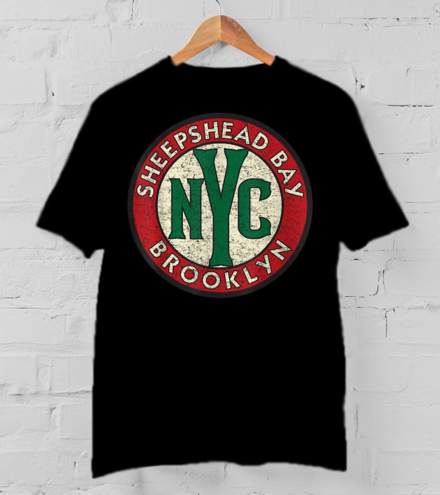 Sheepshead Bay Brooklyn NYC Vintage Distressed Road Sign T-Shirt