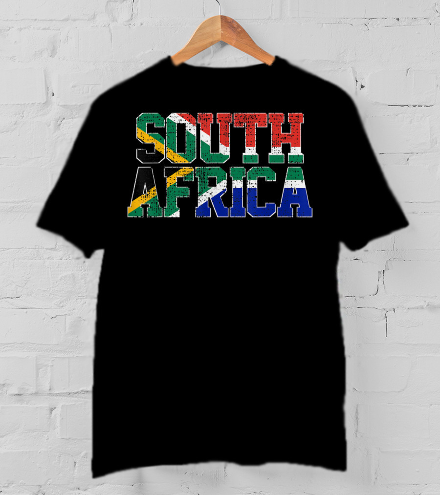 South Africa National Flag Proud AF Bold Patriotic Text T-Shirt