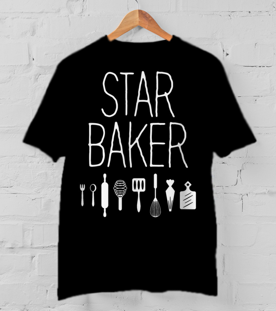 Star Baker Baking Utensils Whisk Rolling Pin Spatula Cutting Board T-Shirt