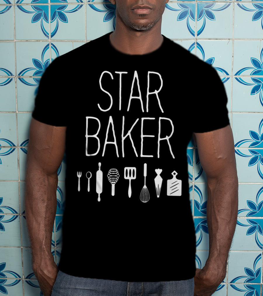 Star Baker Baking Utensils Whisk Rolling Pin Spatula Cutting Board T-Shirt