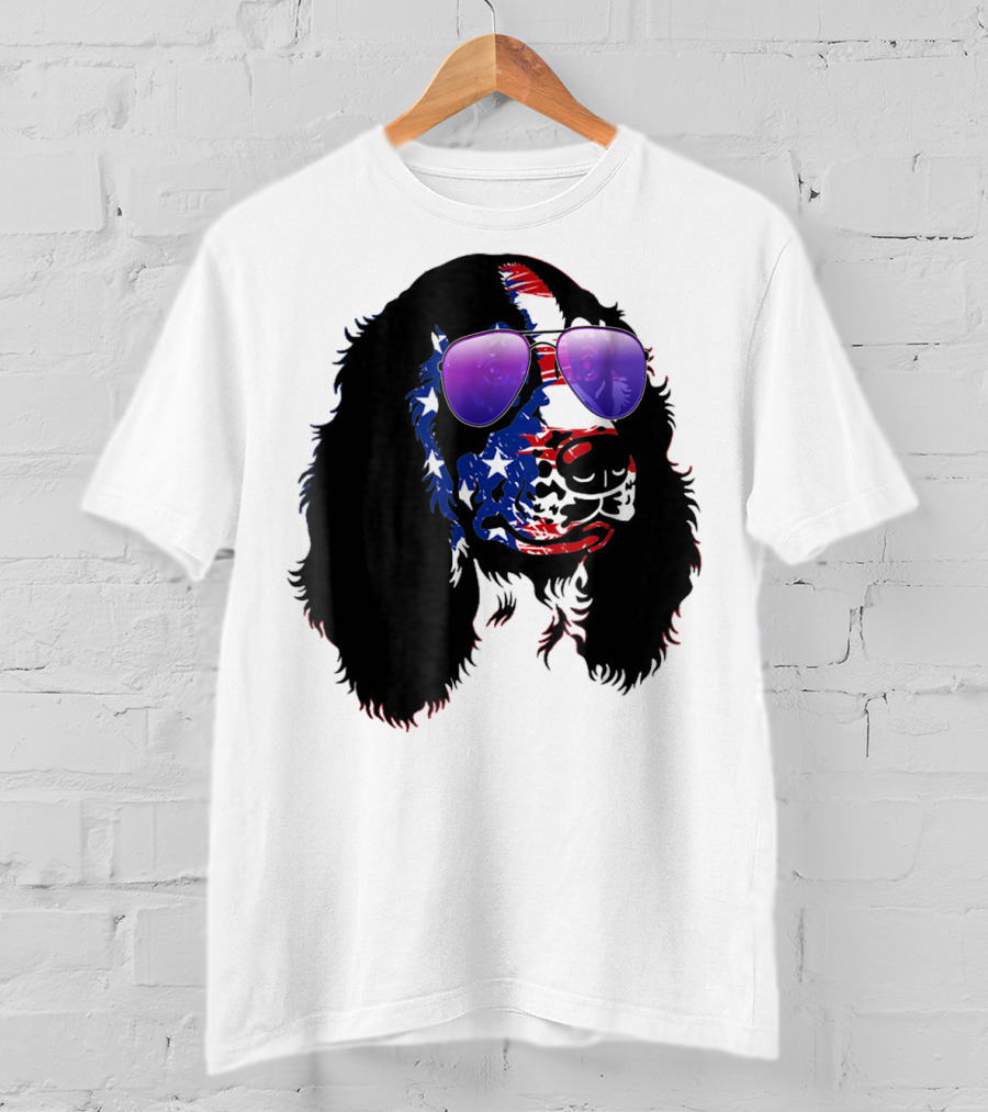 US Flag English Springer Spaniel With Sunglasses T-Shirt