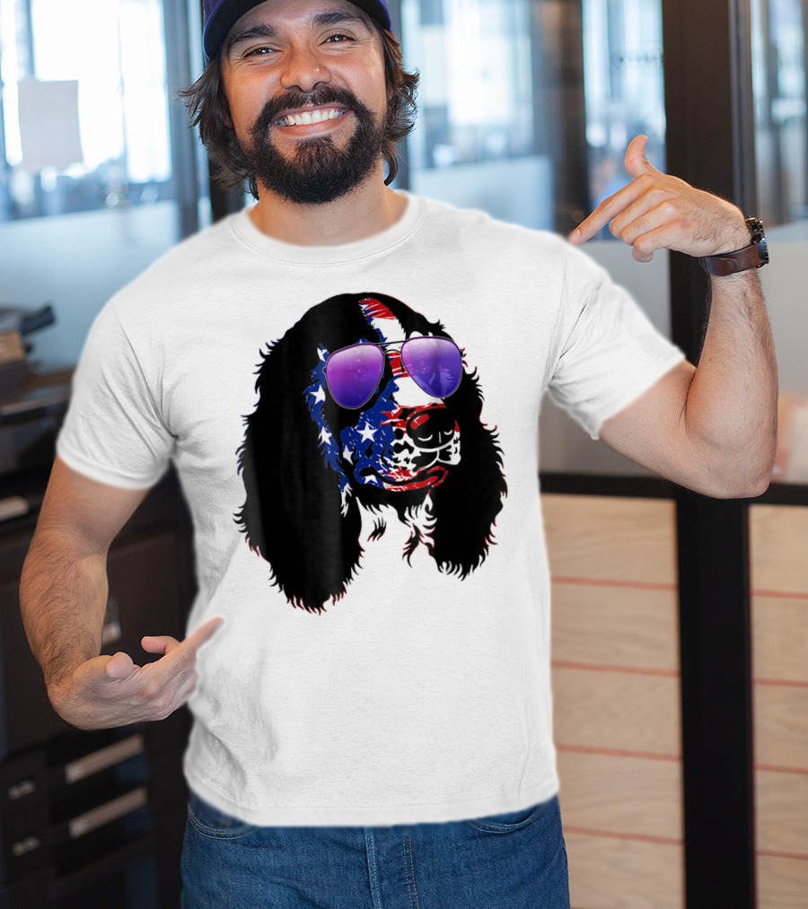 US Flag English Springer Spaniel With Sunglasses T-Shirt