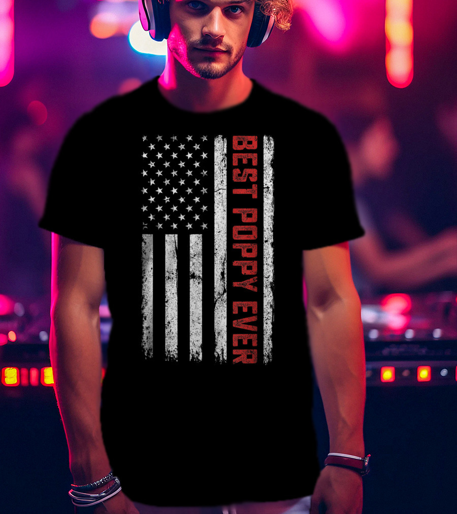 Best Poppy Ever American Flag USA T-Shirt