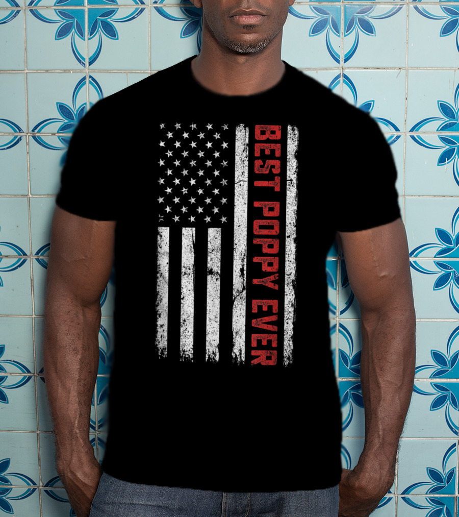 Best Poppy Ever American Flag USA T-Shirt