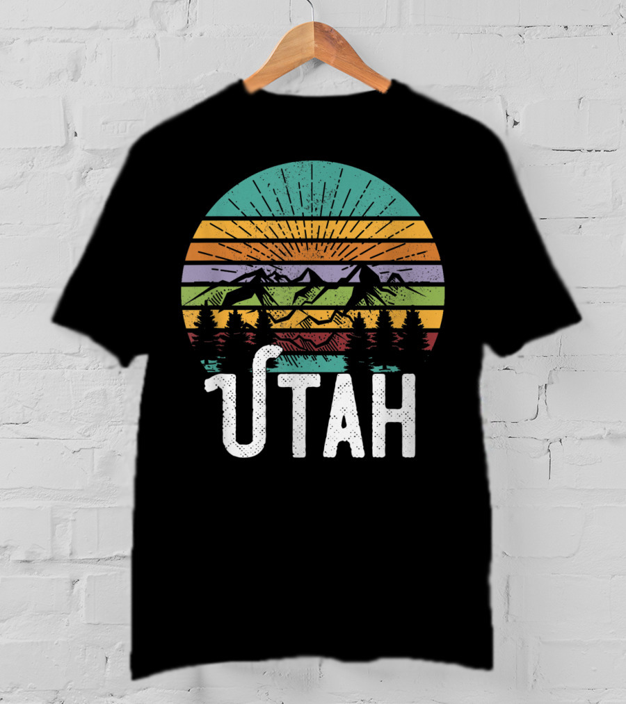UTAH Vintage Mountain 70's 80's Style Retro Sunset Landscape T-Shirt