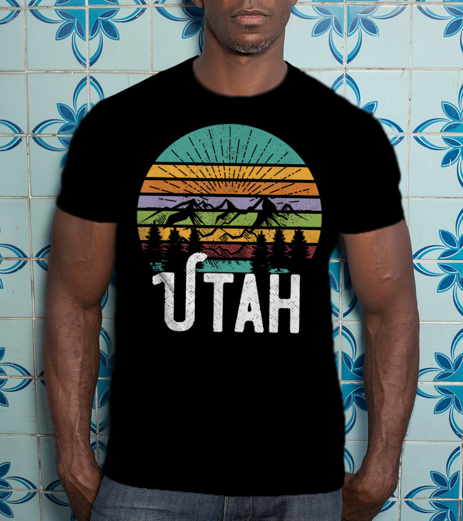 UTAH Vintage Mountain 70's 80's Style Retro Sunset Landscape T-Shirt