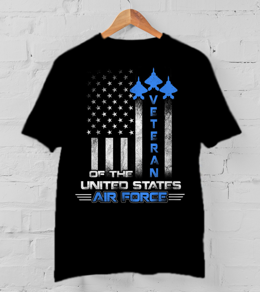 Veteran Of The United States Air Force American Flag And Fighter Jets T-Shirt