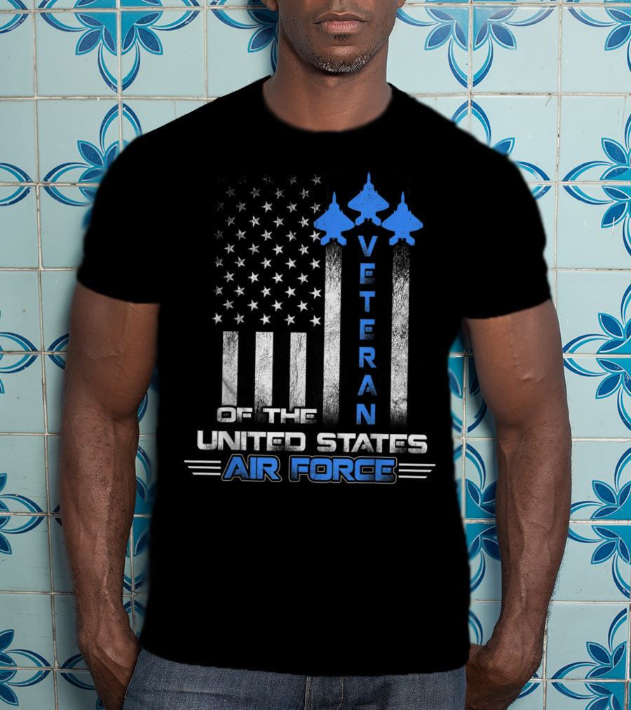 Veteran Of The United States Air Force American Flag And Fighter Jets T-Shirt