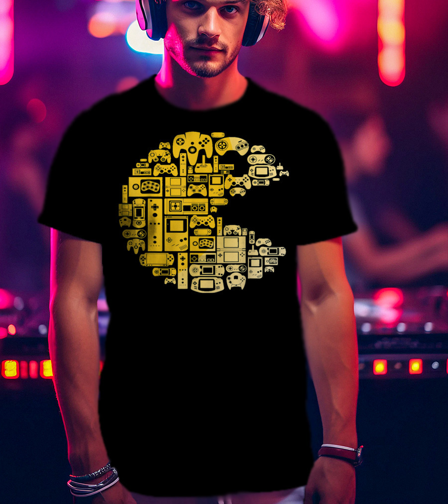 Funny Video Gamer Controllers Pac-Man Compilation For Video Game Players T-Shirt