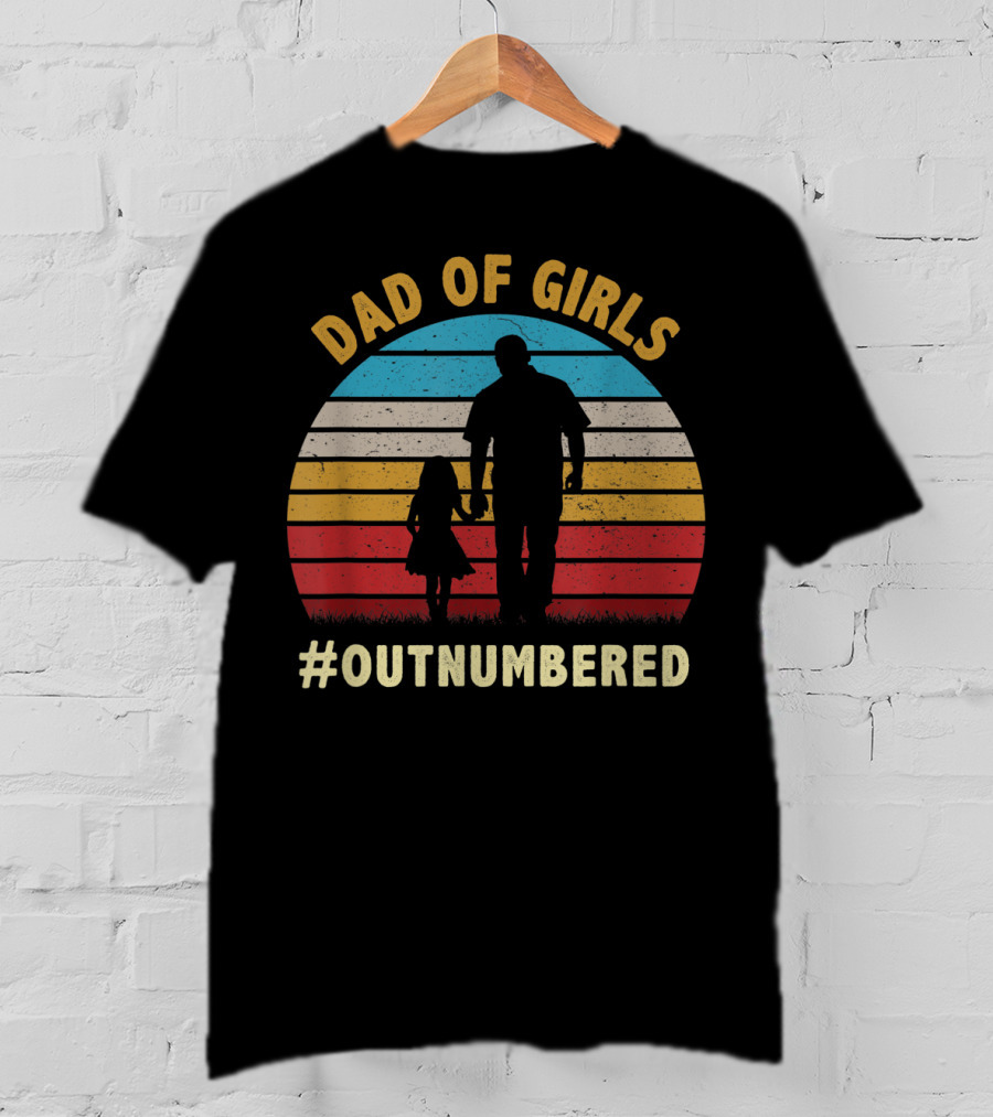 Dad Of Girls Outnumbered Sunset T-Shirt