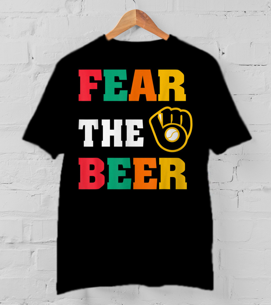 Fear The Beer Brewers Vintage Baseball Glove T-Shirt