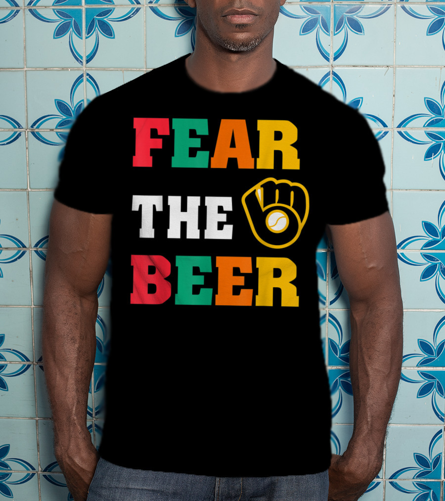Fear The Beer Brewers Vintage Baseball Glove T-Shirt