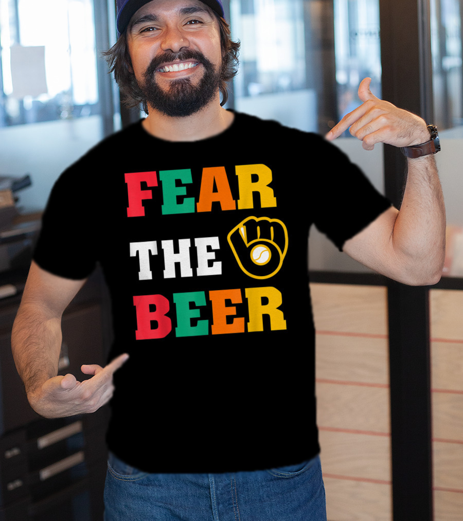Fear The Beer Brewers Vintage Baseball Glove T-Shirt