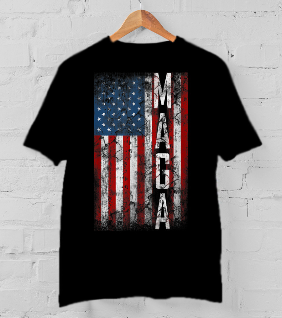 Vintage Grunge MAGA American Flag Distressed Patriotic T-Shirt