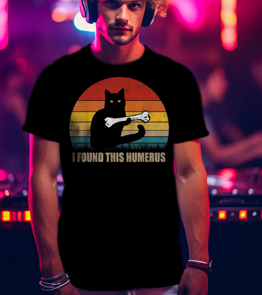 Vintage I Found This Humerus Cat Lover Retro Sunset T-Shirt