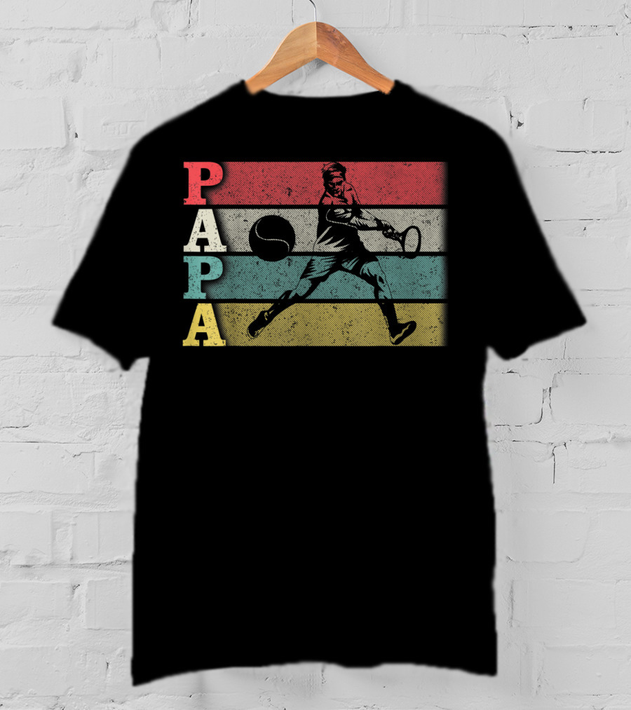 Vintage Tennis Papa Retro DadFather's Day Tennis Player T-Shirt