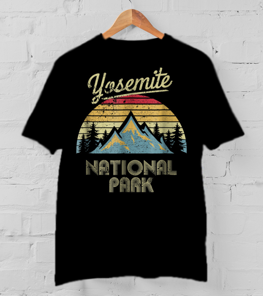 Yosemite National Park Retro Mountain Sunburst Forest Vintage T-Shirt