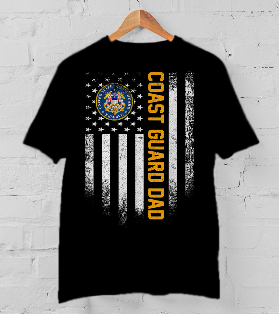 United States Coast Guard Reserve Proud Dad American Flag Vintage USA T-Shirt
