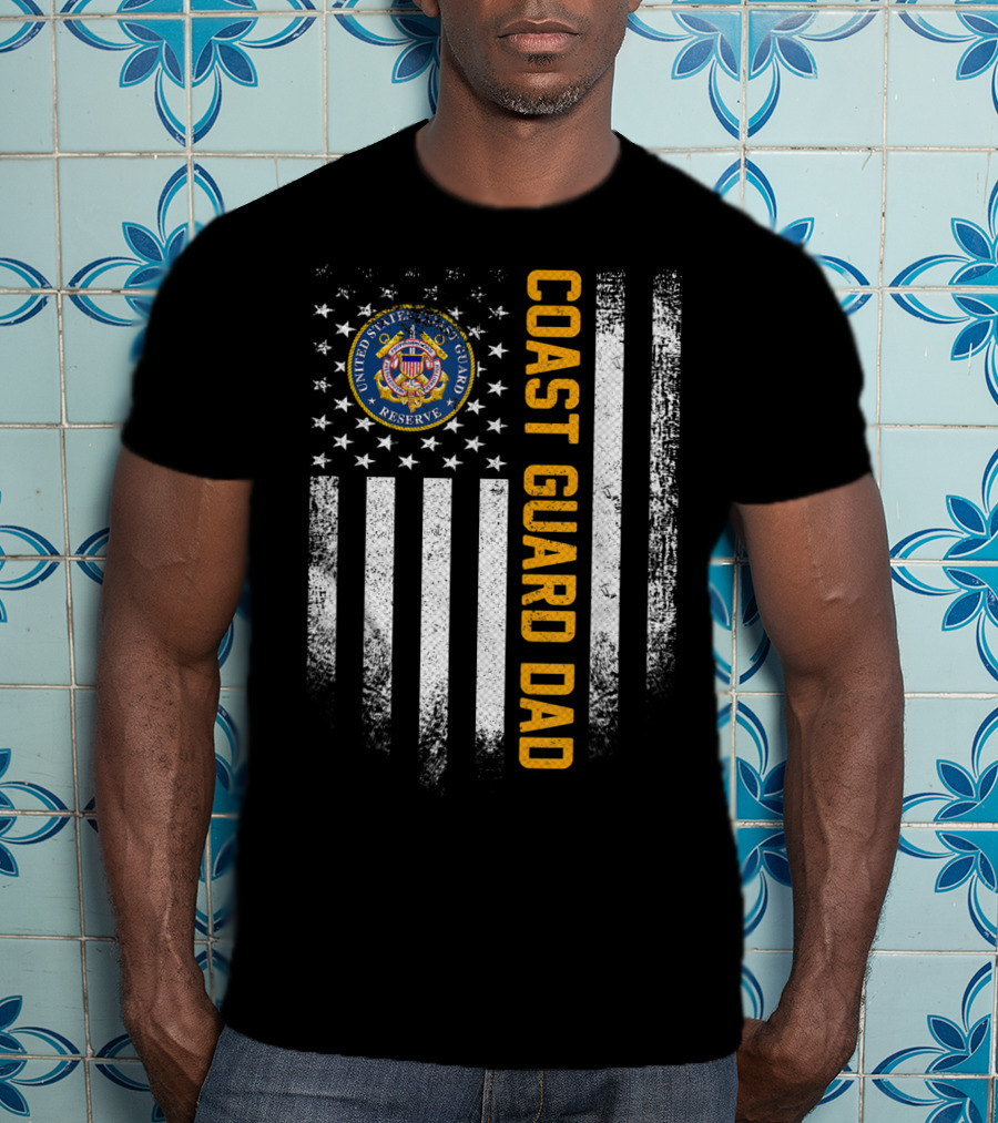 United States Coast Guard Reserve Proud Dad American Flag Vintage USA T-Shirt