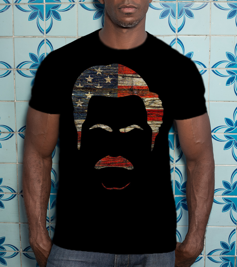 Vintage Wooden American Flag Face T-Shirt