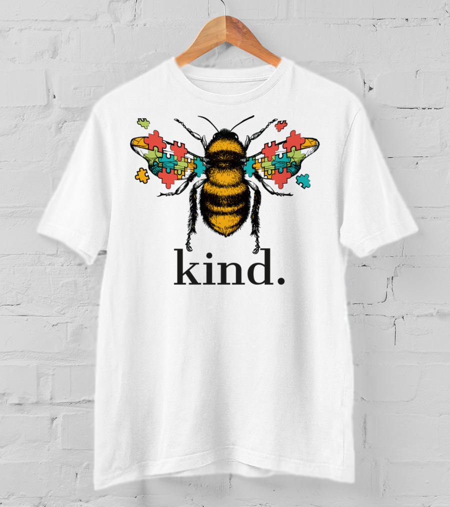Autism Awareness Kind Bee With Puzzle Piece Wings T-Shirt