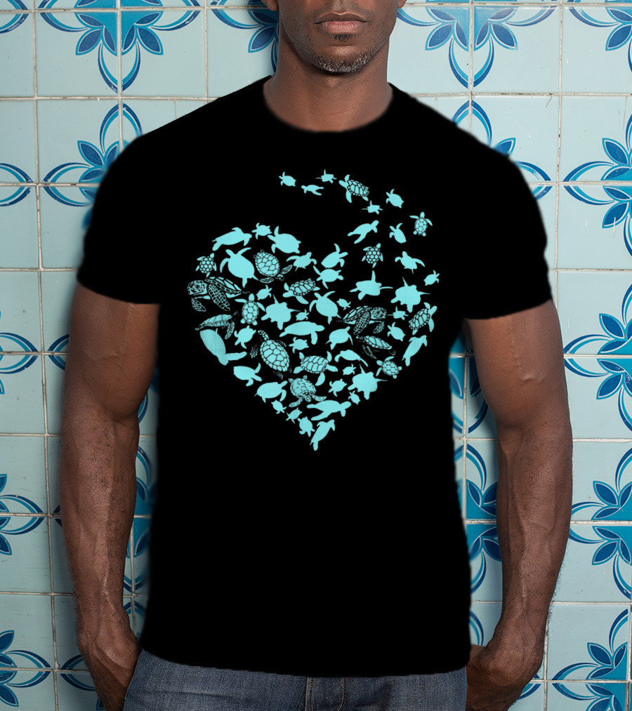 Heart Love Turtles Ocean Blue T-Shirt