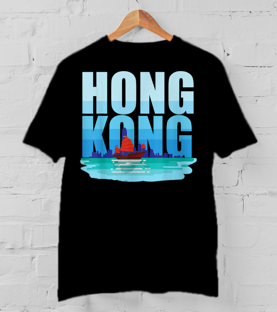 Hong Kong Skyline With Junk Boat HK Lover T-Shirt