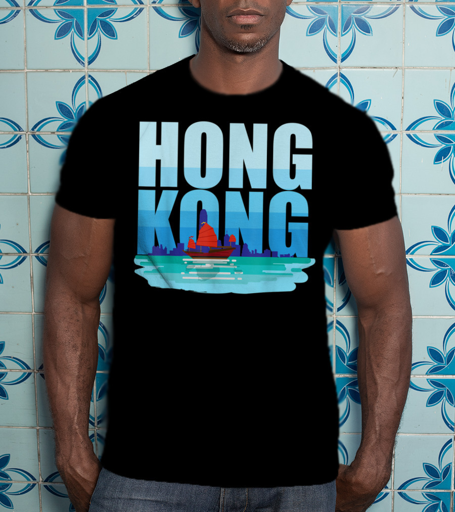 Hong Kong Skyline With Junk Boat HK Lover T-Shirt