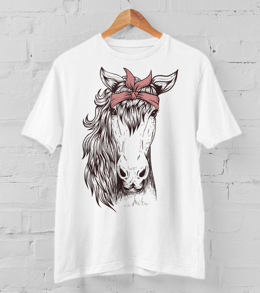 Horse Bandana Illustration For Horseback Riding Enthusiasts T-Shirt