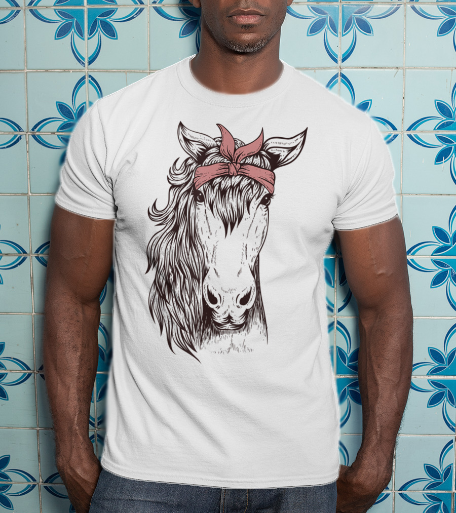 Horse Bandana Illustration For Horseback Riding Enthusiasts T-Shirt