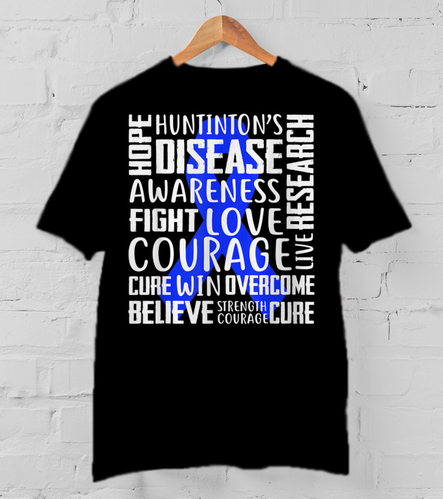 I Wear Blue For Husband Huntington's Disease Awareness Courage Hope Strength Fight Love Cure T-Shirt