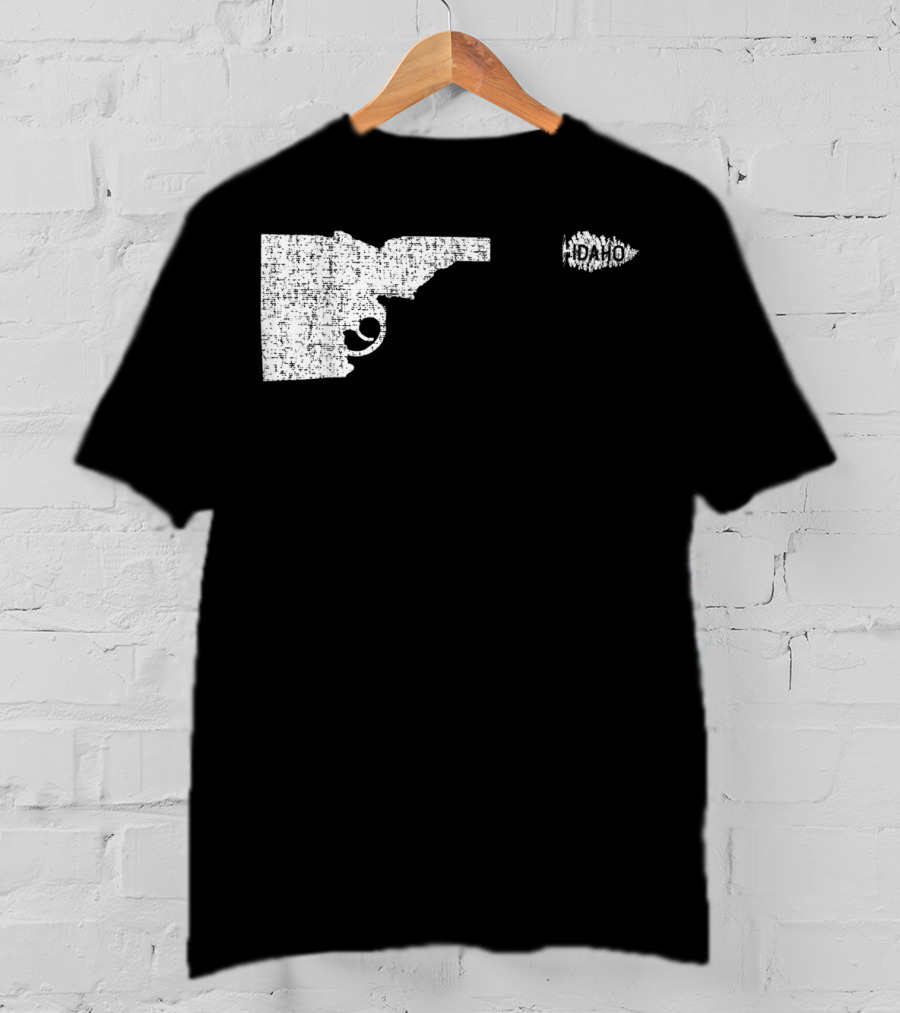 Idaho Gun Silhouette With Pine Tree Texture For Nature Lovers T-Shirt